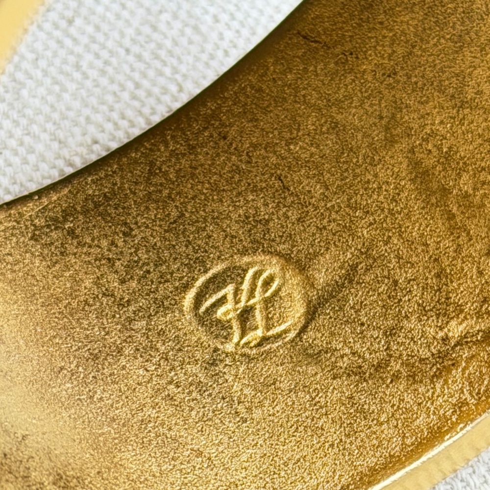 Karl Lagerfeld 80s Vintage Pink Enamel Gold Logo Letters Bangle Bracelet 8” - Picture 9 of 17